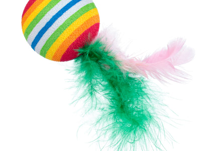 Flamingo Rainbow Cat Balls – Lightweight Foam Toys with Feathers, 4 Pack