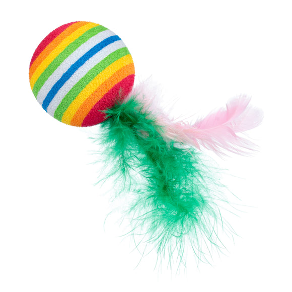 Flamingo Rainbow Cat Balls – Lightweight Foam Toys with Feathers, 4 Pack