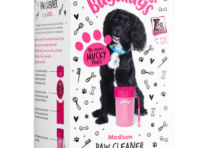 Bugalugs Paw Cleaner Medium – Black Silicone Cup with Soft Bristles, Quick Cleaning Solution