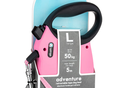 Alcott Adventure Retractable Leash Pink – Reflective Large Retractable Dog Leash, Durable Design