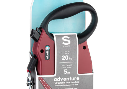 Alcott Adventure Retractable Leash Red – Reflective Medium Retractable Lead with Comfort Grip