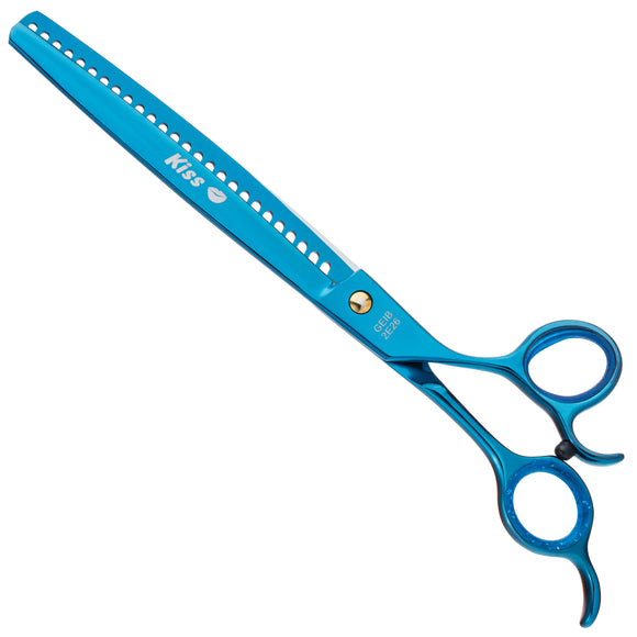 Geib Kiss Gold Blue Chunker 8.5" – Single-Sided Thinning Grooming Scissors, 26 Teeth, Blue Finish