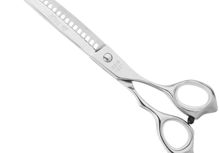 Geib Kiss Silver Pink Chunker 7.5in – Straight Single-Sided Thinning Scissors, 21 Teeth