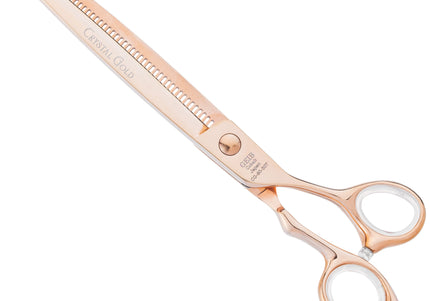 Geib Crystal Gold Shark Tooth Blender 8.0" – Single-Sided Gold Thinning Shears, 50 Teeth, Smooth Blending