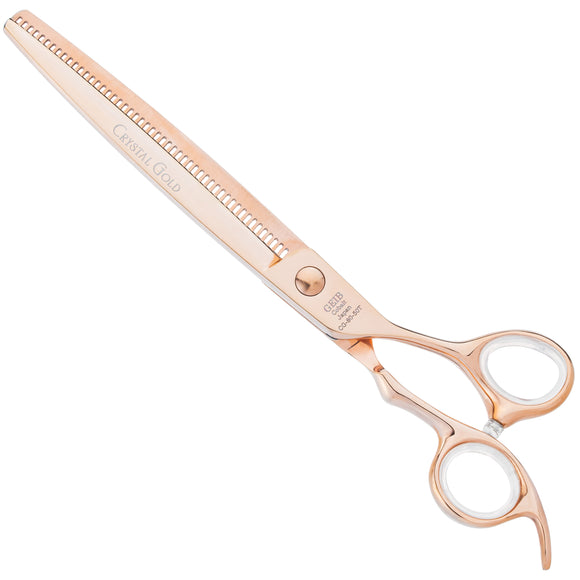 Geib Crystal Gold Shark Tooth Blender 8.0" – Single-Sided Gold Thinning Shears, 50 Teeth, Smooth Blending