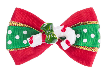 Blovi Christmas Grooming Bows Cane & Ruby – Festive Decorative Set with Crystal Accents, 25 Pack