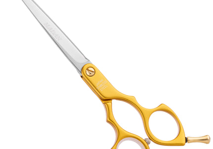 Madan Straight Grooming Scissors 6.5" – Ultra-Light Japanese Steel, Aluminum Handle, Purple