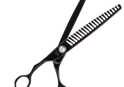 Geib Black Pearl Lefty Chunker 7.5" – Single-Sided Thinning Shears, 21 Notches, Ergonomic Design