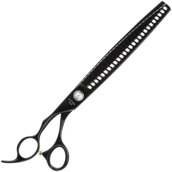 Geib Black Pearl Lefty Chunker 7.5" – Single-Sided Thinning Shears, 21 Notches, Ergonomic Design