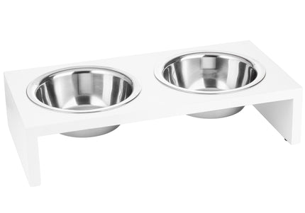 Flamingo Kobushi White Elevated Pet Bowls – Large Ceramic Set with Stable Stand