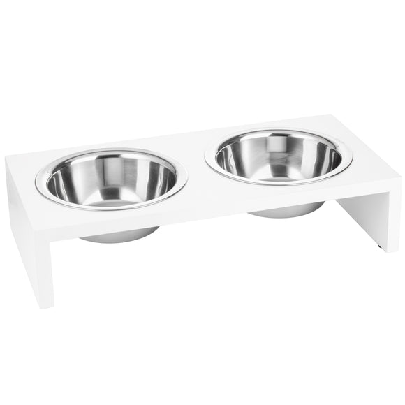 Flamingo Kobushi White Elevated Pet Bowls – Large Ceramic Set with Stable Stand