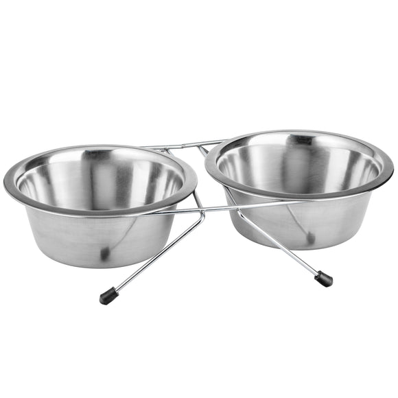 Flamingo Arjun Inox Double Stainless Steel Bowl on Stand, Large Size – Durable, Easy-Clean Design