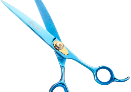 Geib Kiss Gold Blue Curved Scissors – 7.5in Micro-Bevel Edge, Premium Blue Finish