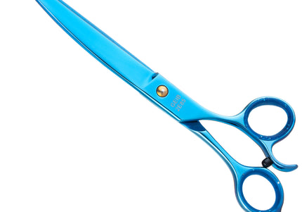 Geib Kiss Gold Blue Curved Scissors – 7.5in Micro-Bevel Edge, Premium Blue Finish