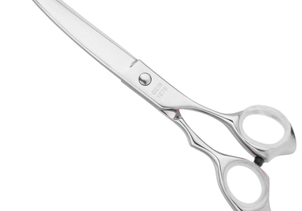 Geib Kiss Silver Pink Curved Scissors – 7.5in Micro-Bevel Blade, Premium Silver Finish