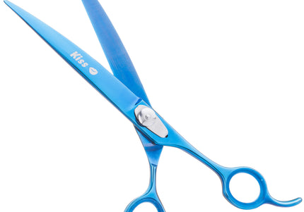 Geib Kiss Silver Blue Curved Scissors – 8.5" Micro-Bevel Blades with Premium Blue Finish