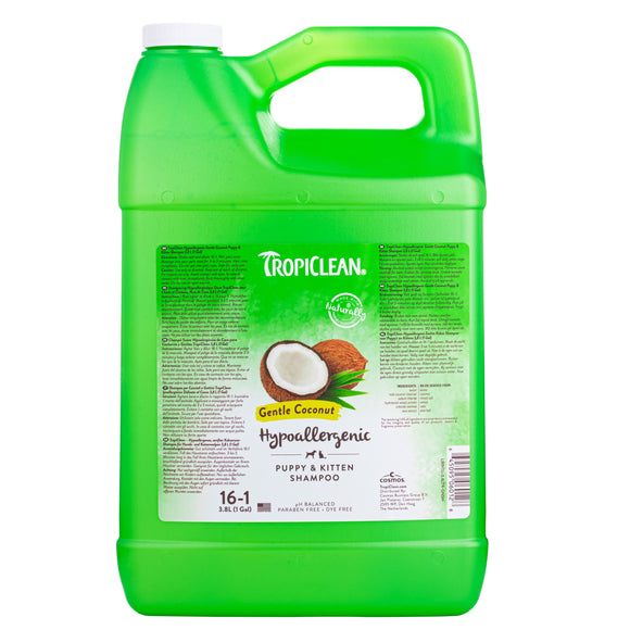 Tropiclean Gentle Coconut Shampoo – Mild Hypoallergenic Formula, 3.8L, Suitable for Sensitive Skin