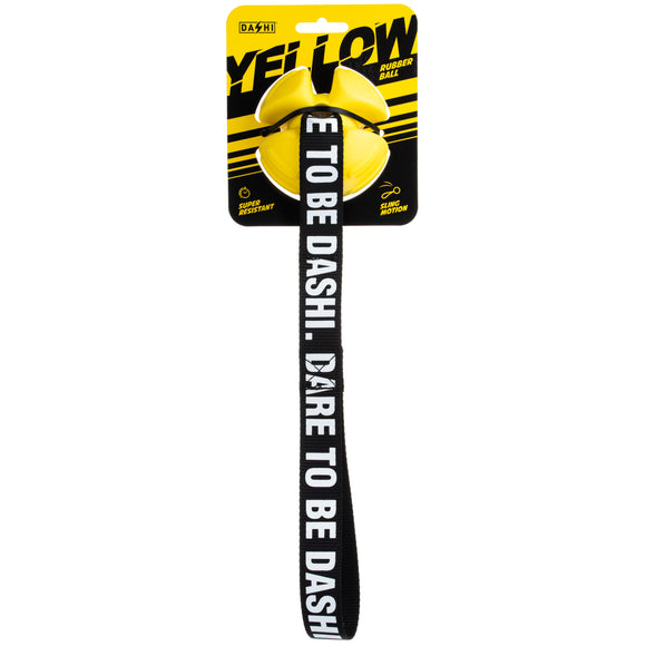 Dashi Yellow TPR Tug Ball 8cm – Solid Durable Play Toy with Tape Handle