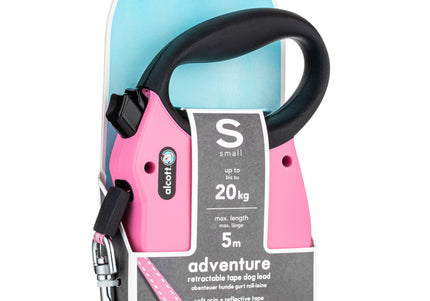 Alcott Adventure Retractable Leash Pink – Reflective Large Retractable Dog Leash, Durable Design