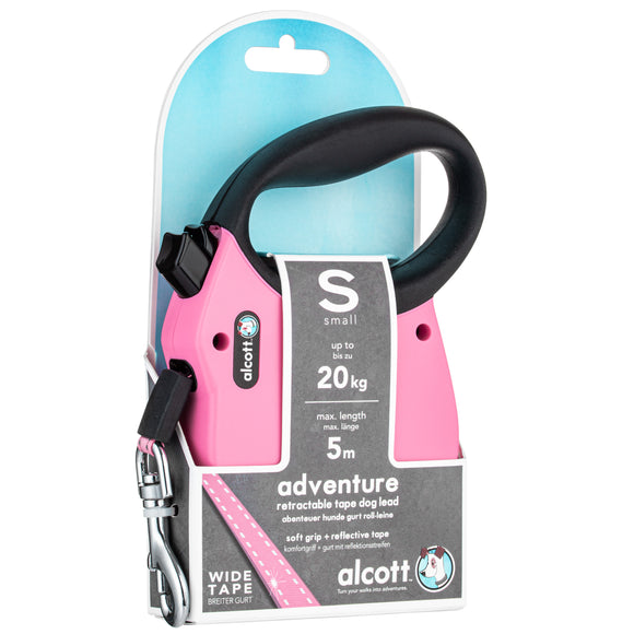 Alcott Adventure Retractable Leash Pink – Reflective Large Retractable Dog Leash, Durable Design