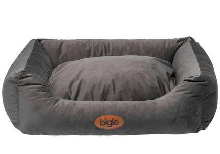 Biglo Velur Love Rectangular Velvet Bed – Elegant Dark Grey, Large Size