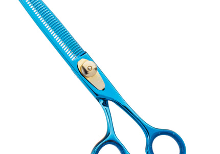 Geib Kiss Gold Blue Blender 6.5" – Single-Sided Thinning Shears with 42 Teeth and Blue Trim