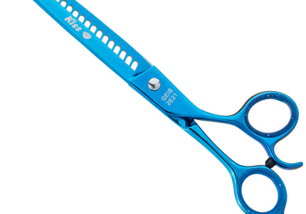 Geib Kiss Silver Blue Chunker 7.5in – Single-Sided Thinning Scissors, 21 Teeth, Blue Finish