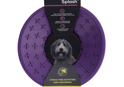 LickiMat Splash Licking Mat – Purple Silicone with Suction Cup, Calming and Entertaining