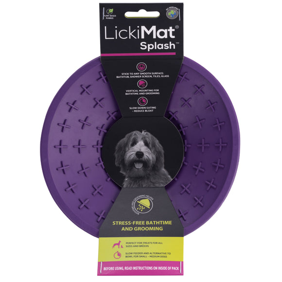 LickiMat Splash Licking Mat – Purple Silicone with Suction Cup, Calming and Entertaining
