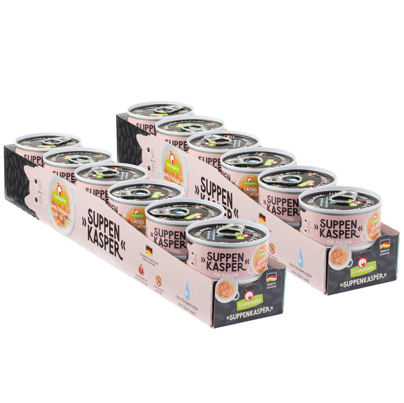 GranataPet Suppenkasper Salmon Cat Soup – Tender Salmon Recipe, 24 x 70g Pack