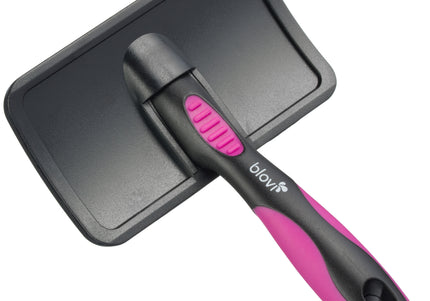 Blovi Medium Soft Slicker Brush – Gentle Flexible Pins, Ergonomic Grip, Medium Size