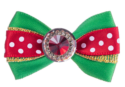 Blovi Christmas Grooming Bows Cane & Ruby – Festive Decorative Set with Crystal Accents, 25 Pack