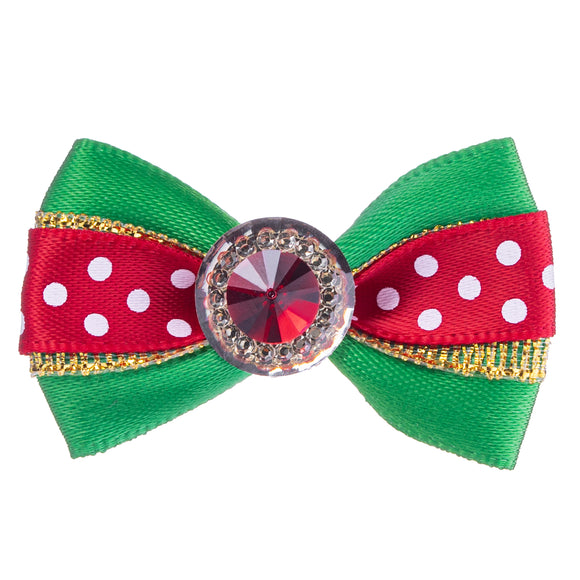 Blovi Christmas Grooming Bows Cane & Ruby – Festive Decorative Set with Crystal Accents, 25 Pack