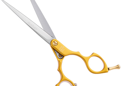 Madan Straight Grooming Scissors 6.5" – Ultra-Light Japanese Steel, Aluminum Handle, Purple