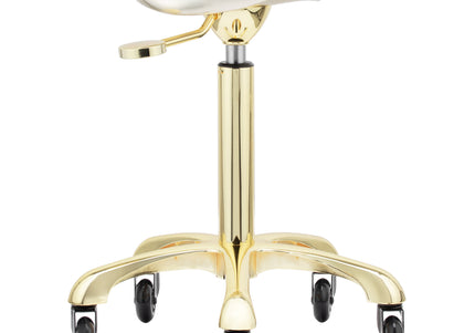 Gabbiano Fine Gold Roll Speed Grooming Stool – Contoured Leather Seat, Smooth Rolling Wheels