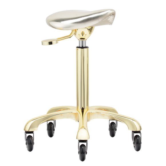Gabbiano Fine Gold Roll Speed Grooming Stool – Contoured Leather Seat, Smooth Rolling Wheels