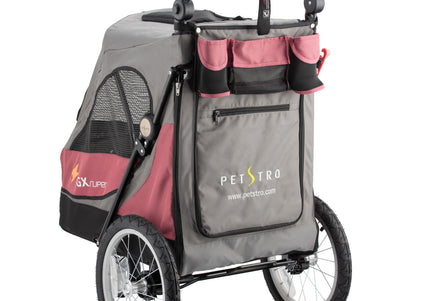Show Tech Petstro 3-Wheel Buggy – Grey and Pink Stroller, Lightweight, Supports Up to 30kg