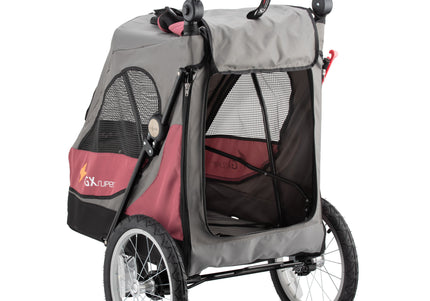Show Tech Petstro 3-Wheel Buggy – Grey and Pink Stroller, Lightweight, Supports Up to 30kg