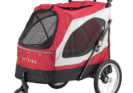 Show Tech Petstro Large 3-Wheel Buggy – Sturdy Red and Grey Stroller, Up to 45kg Capacity