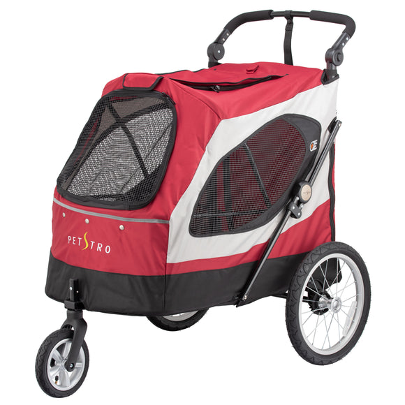 Show Tech Petstro Large 3-Wheel Buggy – Sturdy Red and Grey Stroller, Up to 45kg Capacity