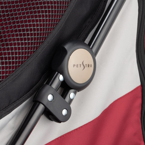 Show Tech Petstro Large 3-Wheel Buggy – Sturdy Red and Grey Stroller, Up to 45kg Capacity