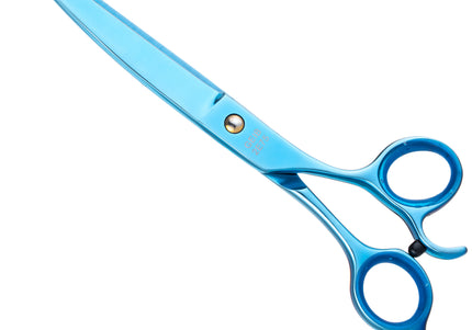 Geib Kiss Gold Blue Curved Scissors – 7.5in Micro-Bevel Edge, Premium Blue Finish