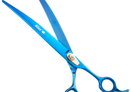 Geib Kiss Gold Blue Curved Scissors – 7.5in Micro-Bevel Edge, Premium Blue Finish