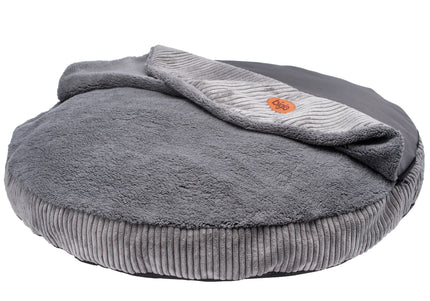 Biglo Cleo Corduroy Dog Bed with Removable Cover, Medium Size, Grey
