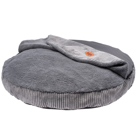 Biglo Cleo Corduroy Dog Bed with Removable Cover, Medium Size, Grey