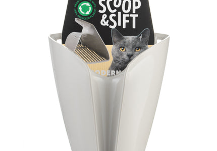 Record Scoop Litter – Gray Sifting Litter Scoop with Fine Mesh Sieve, Durable Plastic