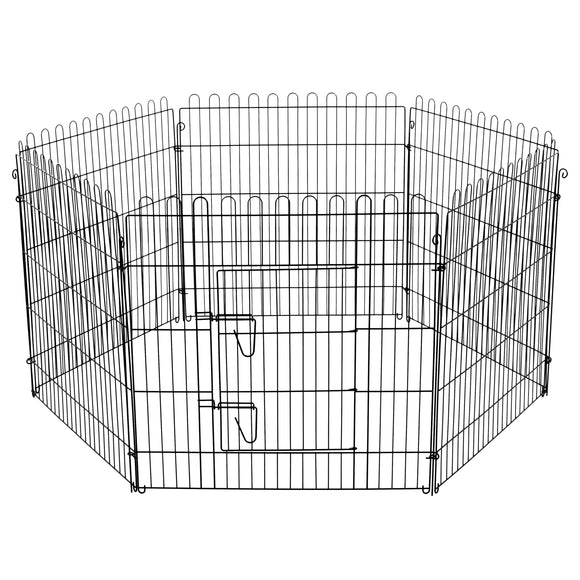 Flamingo Puppy Run Jax Black S – Metal Playpen, 6 Panels, 80cm Height, Secure Design