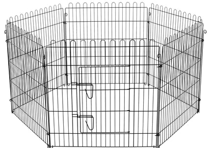 Flamingo Puppy Run Jax Black L – Metal Playpen, 6 Panels, 100cm High, Secure and Spacious