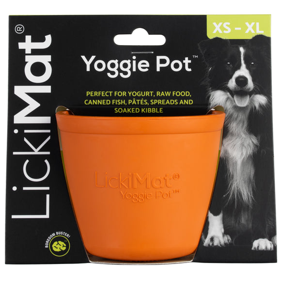 LickiMat Yoggie Pot Licking Cup – Orange Textured Enrichment Toy with Studs, Durable Design