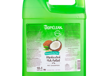 Tropiclean Oatmeal & Tea Tree Medicated Shampoo – Soothing Concentrate, Relieves Itching and Irritation, 3.8L